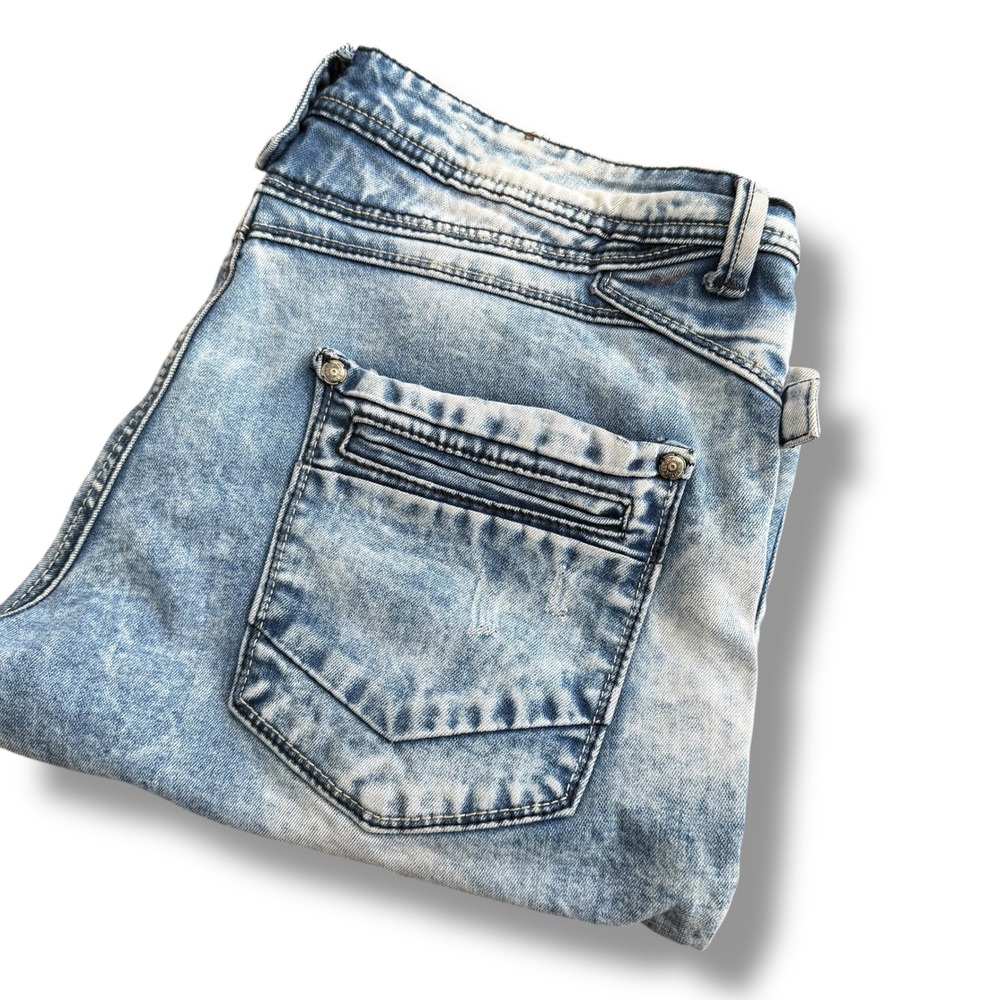 Vertikal Jeans Mens Size 36x 13 Blue Acid Wash Denim Straight Leg Shorts - Picture 1 of 7